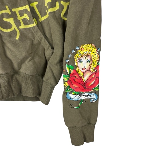 Vintage Y2K Women’s Ed Hardy All Over Print Streetwear Full Zip Hoodie Size S - Picture 8 of 10